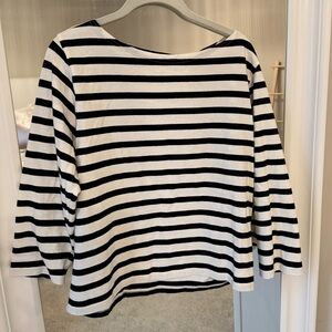 J. Crew Navy and White Striped Crewneck Top